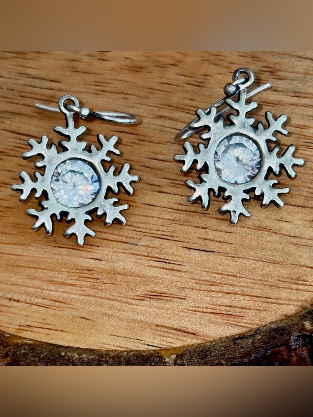 925 Sterling Silver Silpada CZ Snowflake Earrings